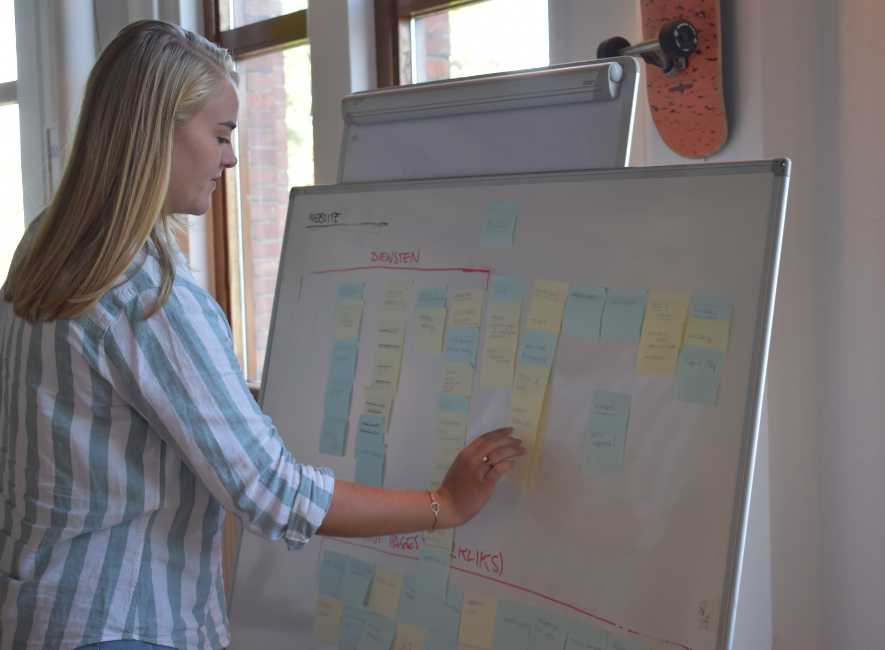 Managed SEO voor makelaars en vastgoedbedrijven bij OGonline. Overview van website op een whiteboard.